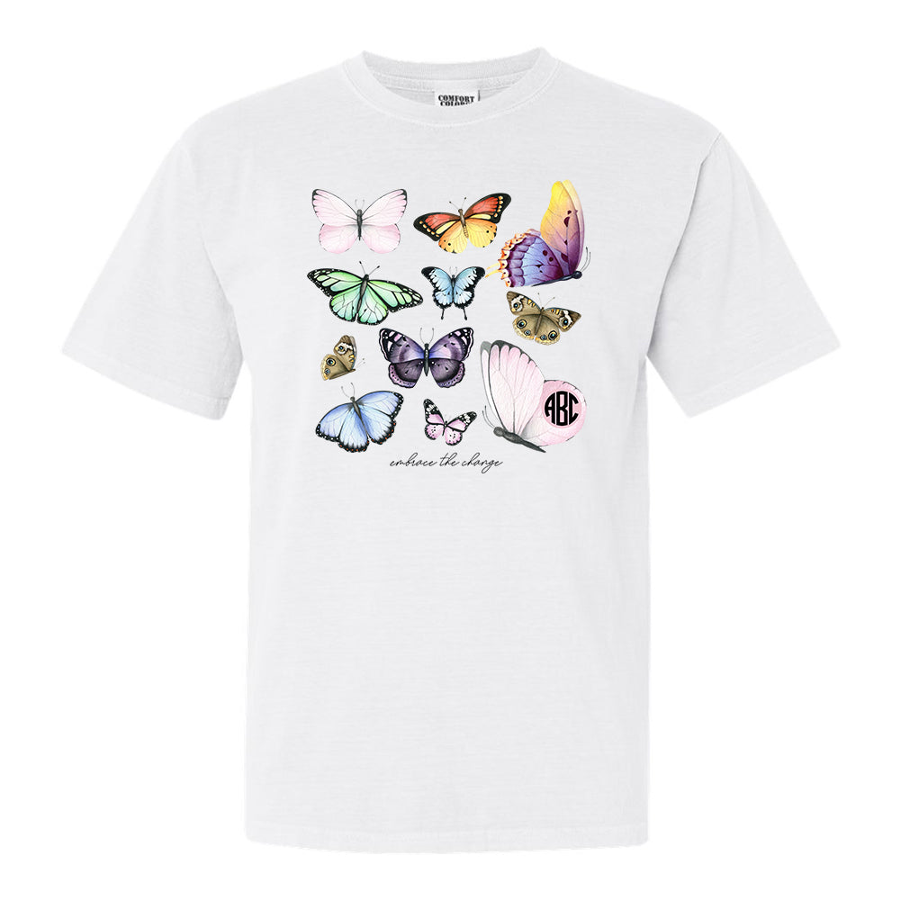 Monogrammed Butterflies Embrace The Change Tee
