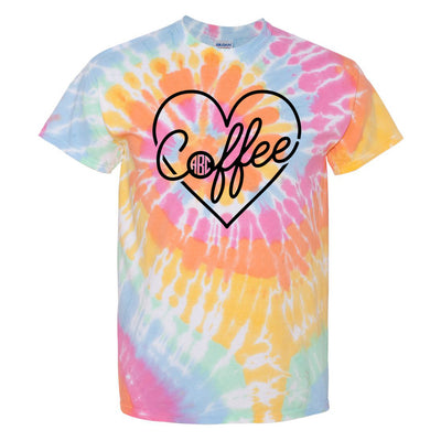 Monogrammed 'Tie Dye Coffee Heart' T-Shirt