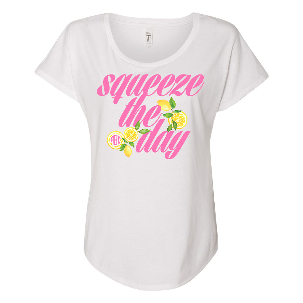 Monogrammed Lemons Squeeze The Day Flowy Tee