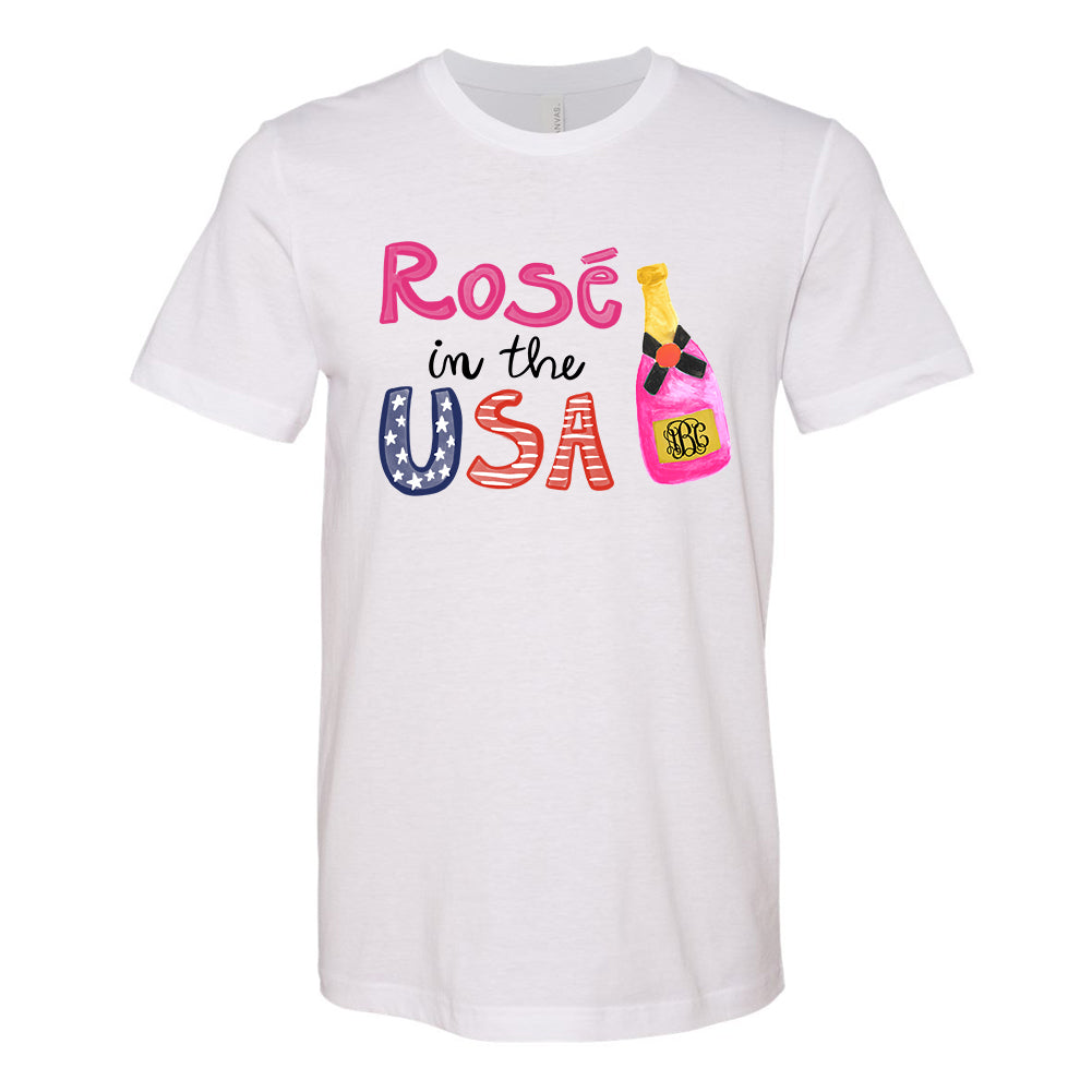 Monogrammed Rose In The USA Tee Fourth of July