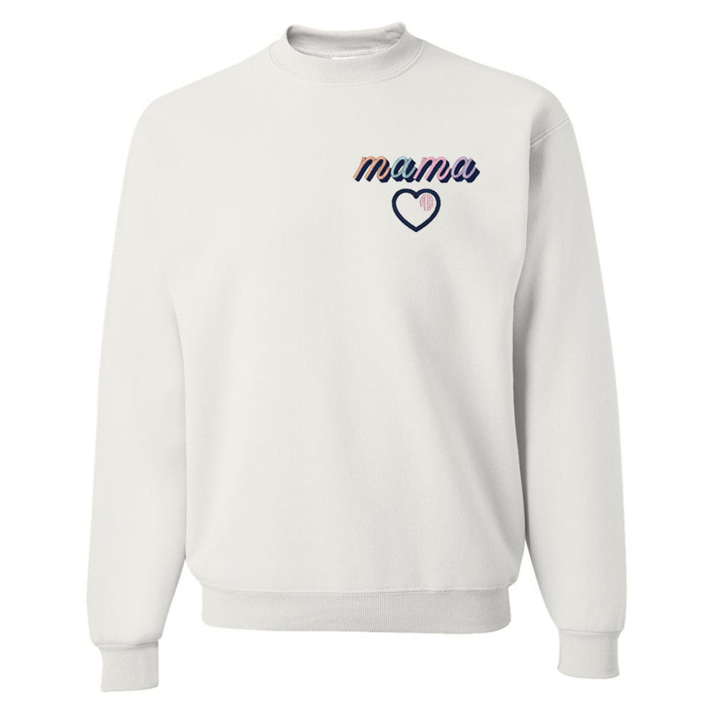 Monogrammed Mama Embroidery Heart Sweatshirt Script