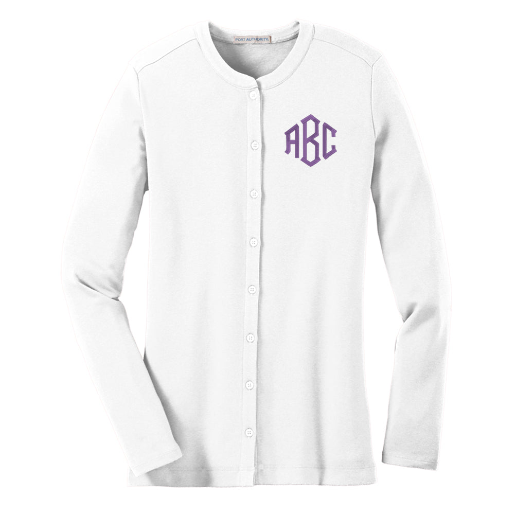 Monogrammed Button Up Cardigan