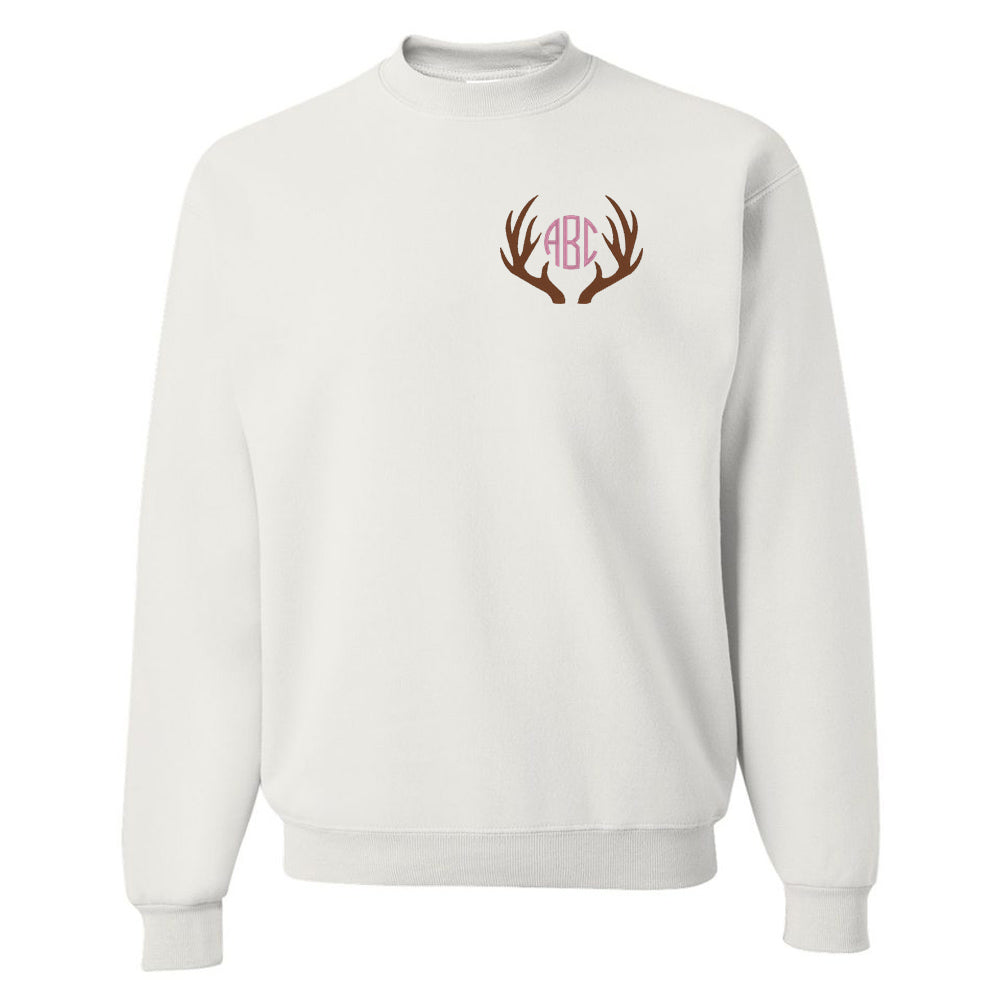 Monogrammed Deer Antlers Crewneck Sweatshirt