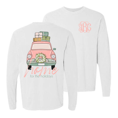 Monogrammed Home For The Holidays Front & Back Long Sleeve Shirt