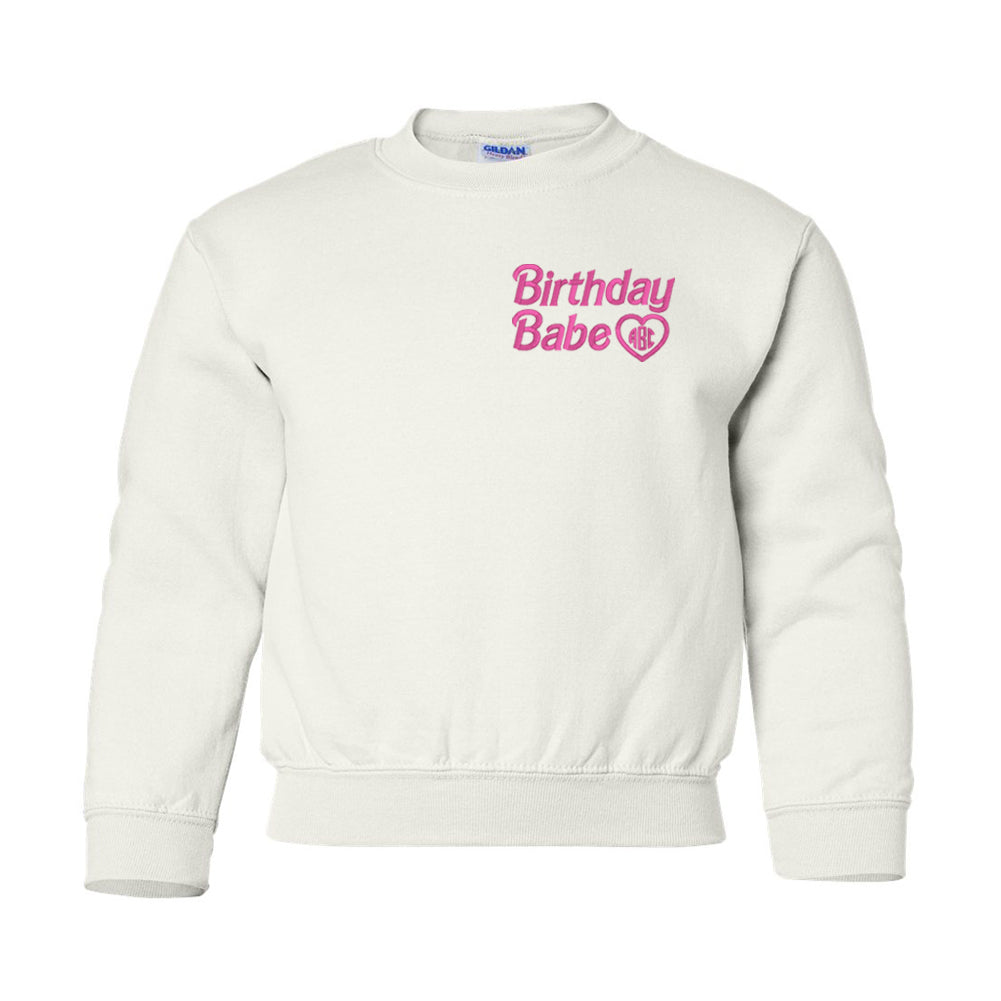 Kids Monogrammed Birthday Babe Crewneck Sweatshirt