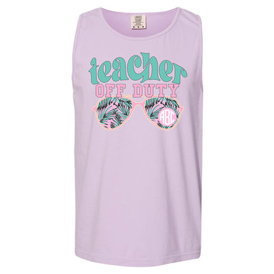 Monogrammed 'Teacher Off Duty' Comfort Colors Tank Top