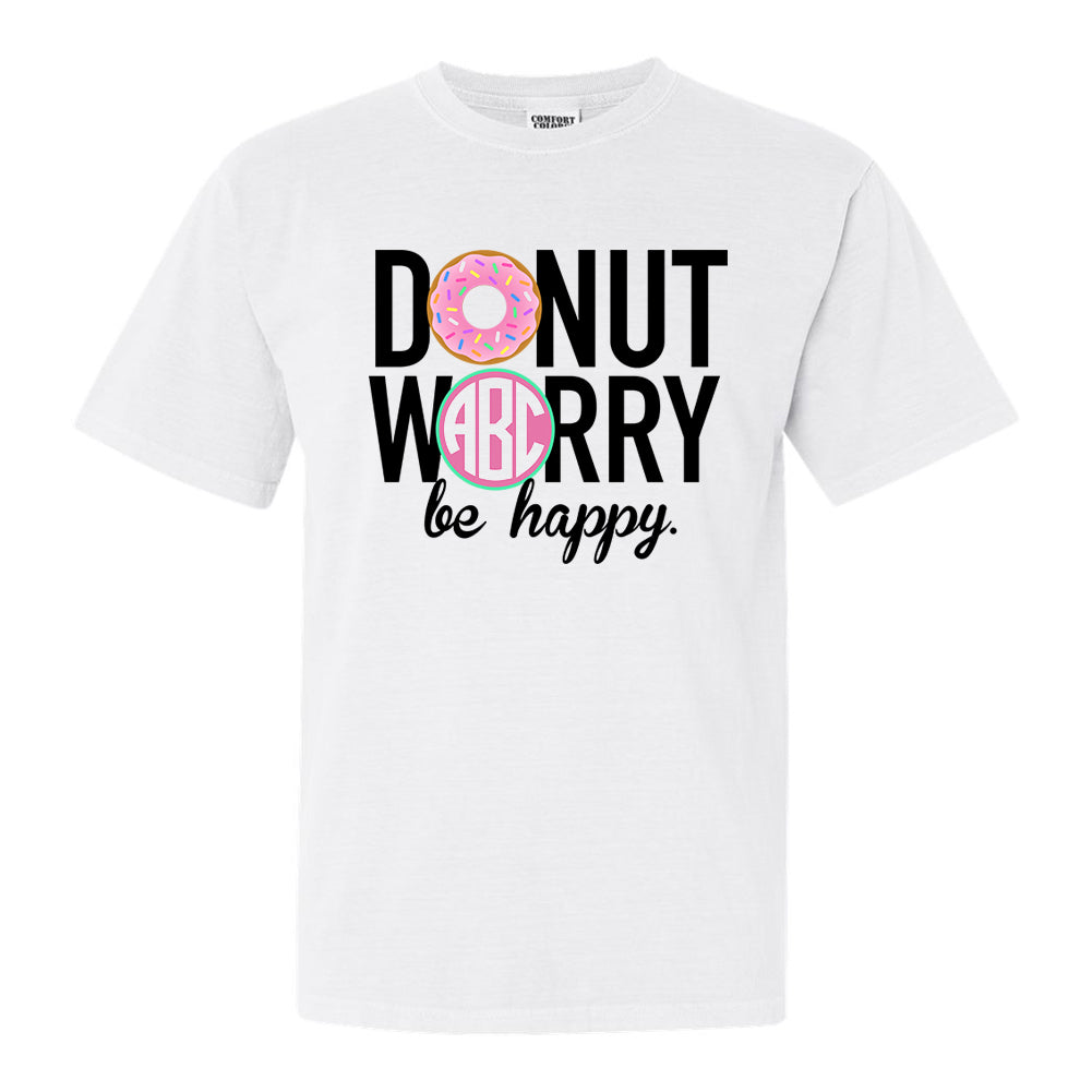 Monogrammed Donut Worry, Be Happy Tee