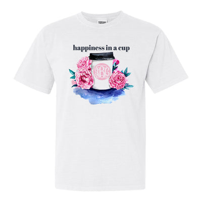 Monogrammed Happiness In A Cup Coffee T-Shirt