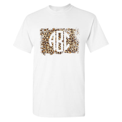 Monogrammed Distressed Leopard T-Shirt