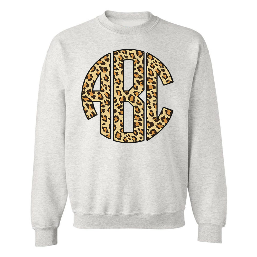 Monogrammed Leopard Print Crewneck Sweatshirt