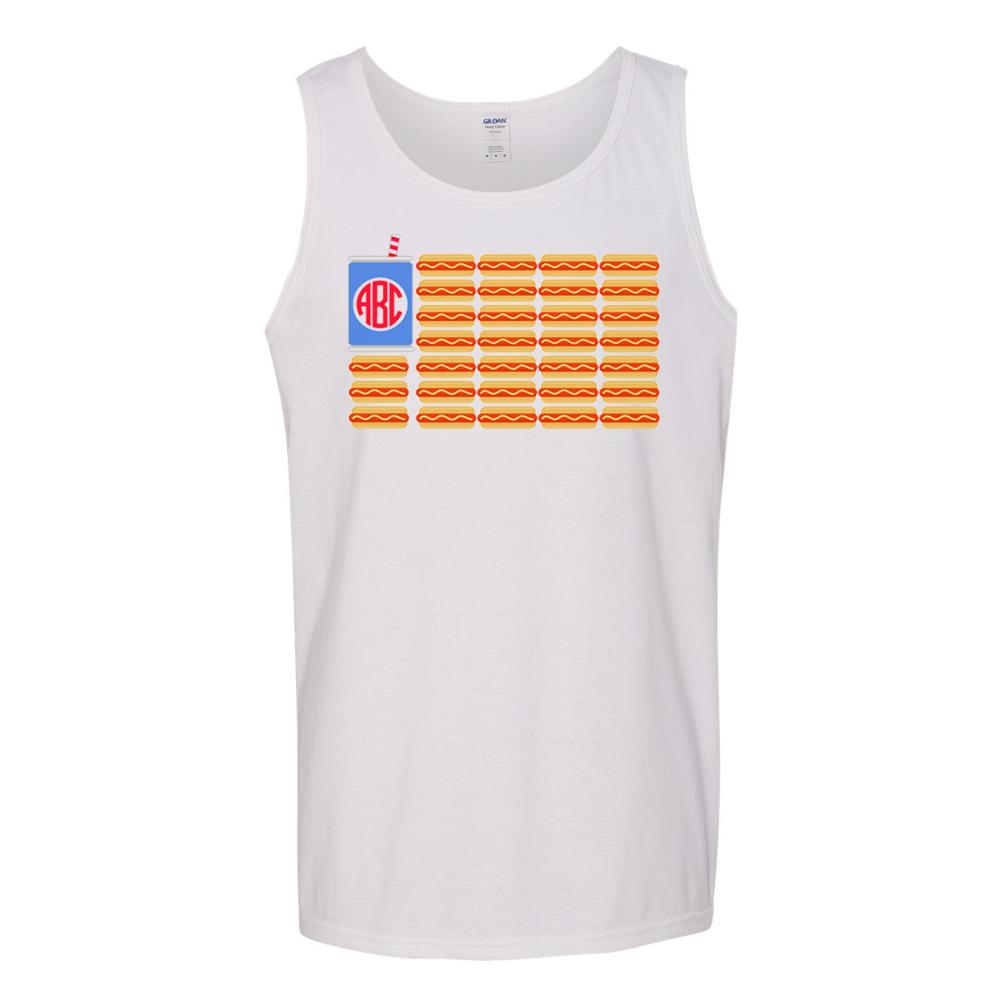 Monogrammed Hot Dog American Flag Fourth of July