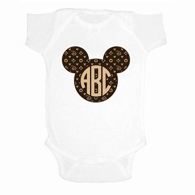Monogrammed Infant 'Designer Pattern Minnie/Mickey Mouse' Onesie