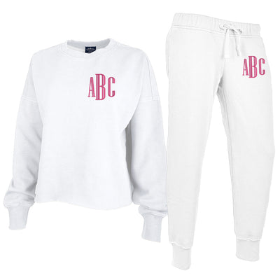 Monogrammed Distressed Lounge Set Package Joggers Sweatshirt