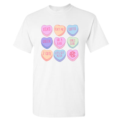 Monogrammed 'Candy Hearts' Basic T-Shirt