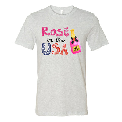 Monogrammed Rose In The USA Tee Fourth of July