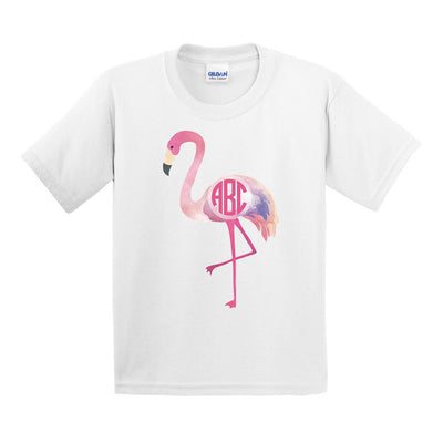 Kids Monogrammed Flamingo T-Shirt Youth Sizes