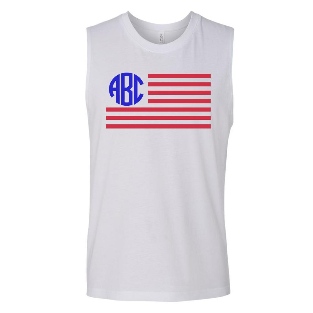 Monogrammed American Flag Muscle Tank Fourth of July