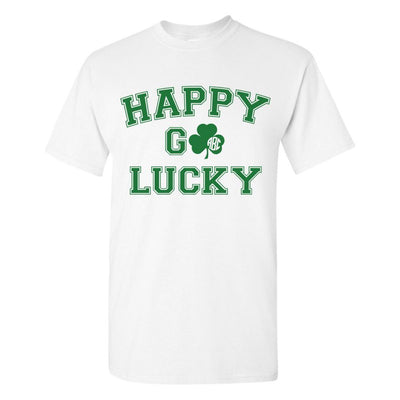 Monogrammed 'Happy Go Lucky' Basic T-Shirt