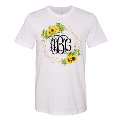Monogrammed Sunflower Frame Wreath T-Shirt