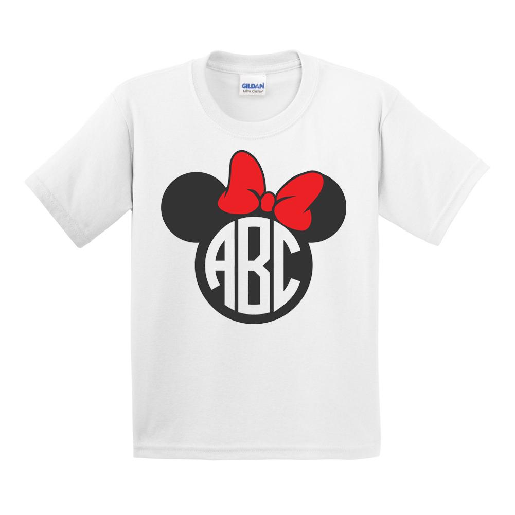Monogrammed Minnie Mouse Disney T-Shirt Kids Youth Sizes