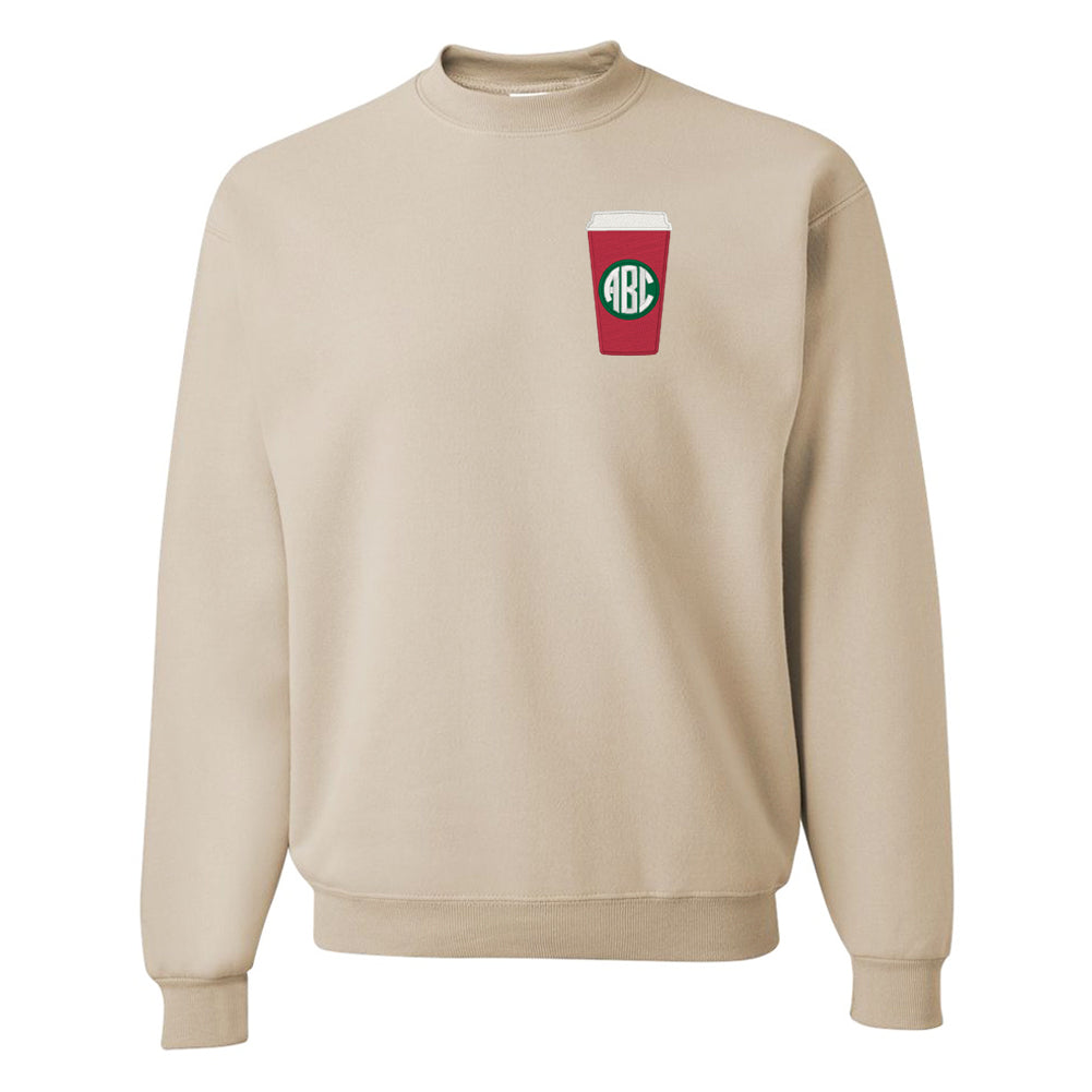 Monogrammed Starbucks Red Holiday Coffee Cup Crewneck Sweatshirt