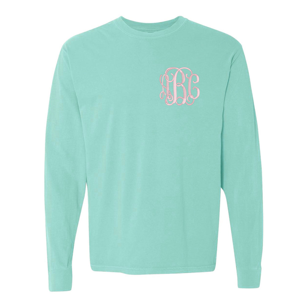 Monogrammed Embroidered Comfort Colors Long Sleeve Shirt
