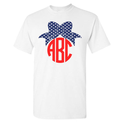 Monogrammed Patriotic Bow T-Shirt Fourth of July