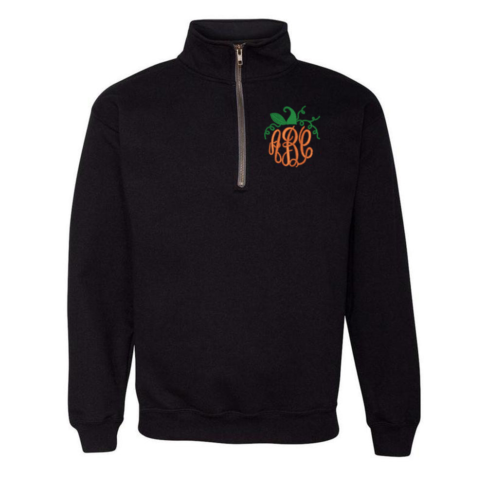 Monogrammed Pumpkin Quarter Zip Sweatshirt