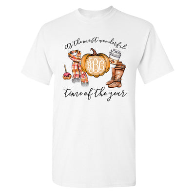 Monogrammed Most Wonderful Time of the Year T-Shirt Fall
