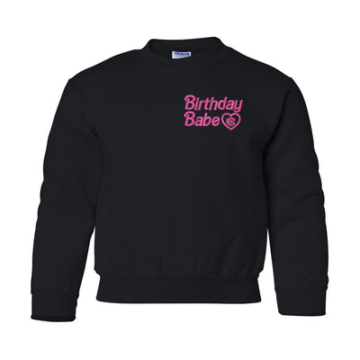 Kids Monogrammed Birthday Babe Crewneck Sweatshirt
