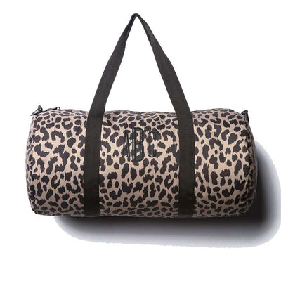 Monogrammed Leopard Print Duffel Gym Bag