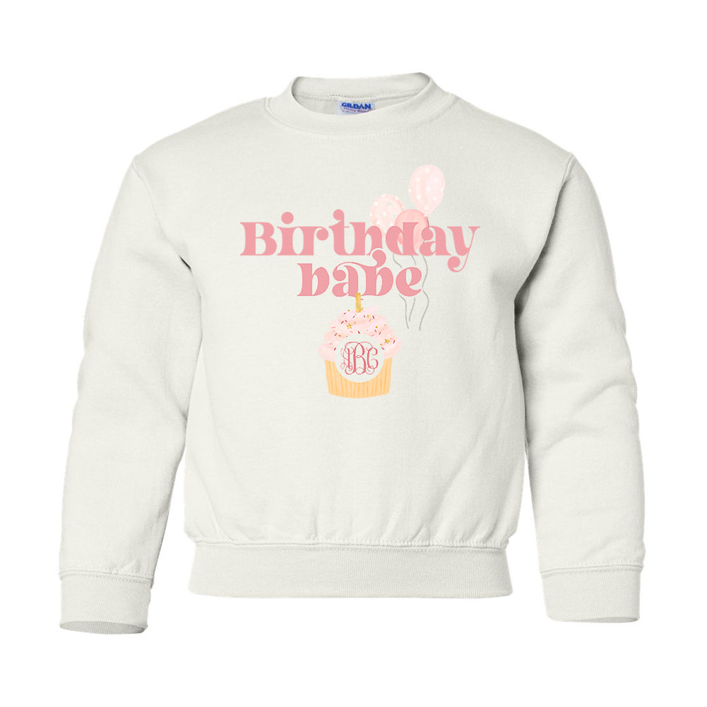 Kids Monogrammed 'Birthday Babe' Crewneck Sweatshirt