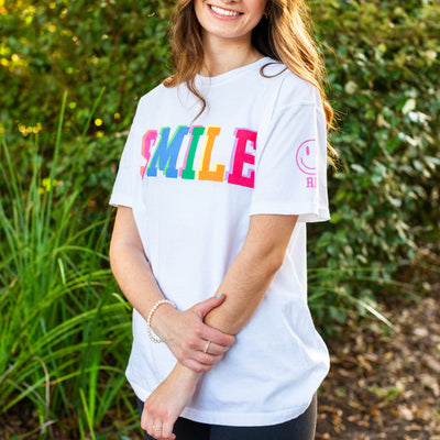 Initialed Colorful Block 'Smile' Tee