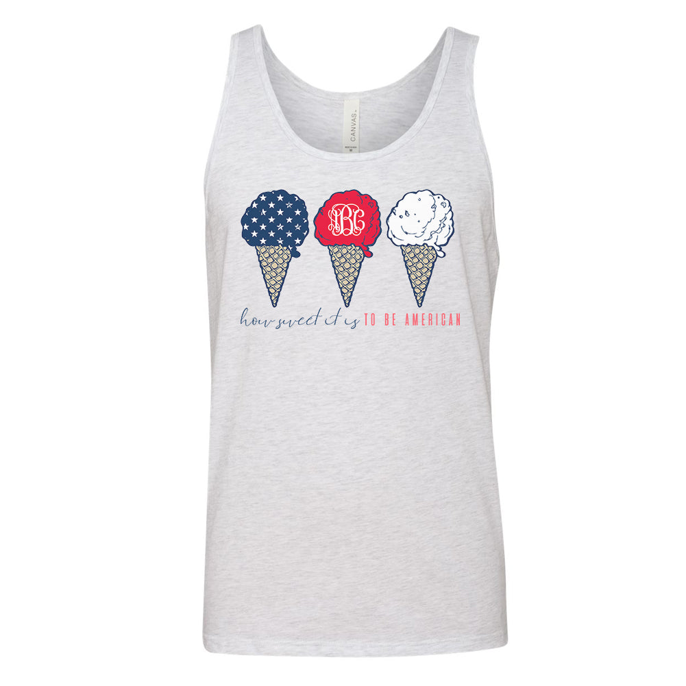 Monogrammed Fourth of July How Sweet It Is To Be American Tank Top
