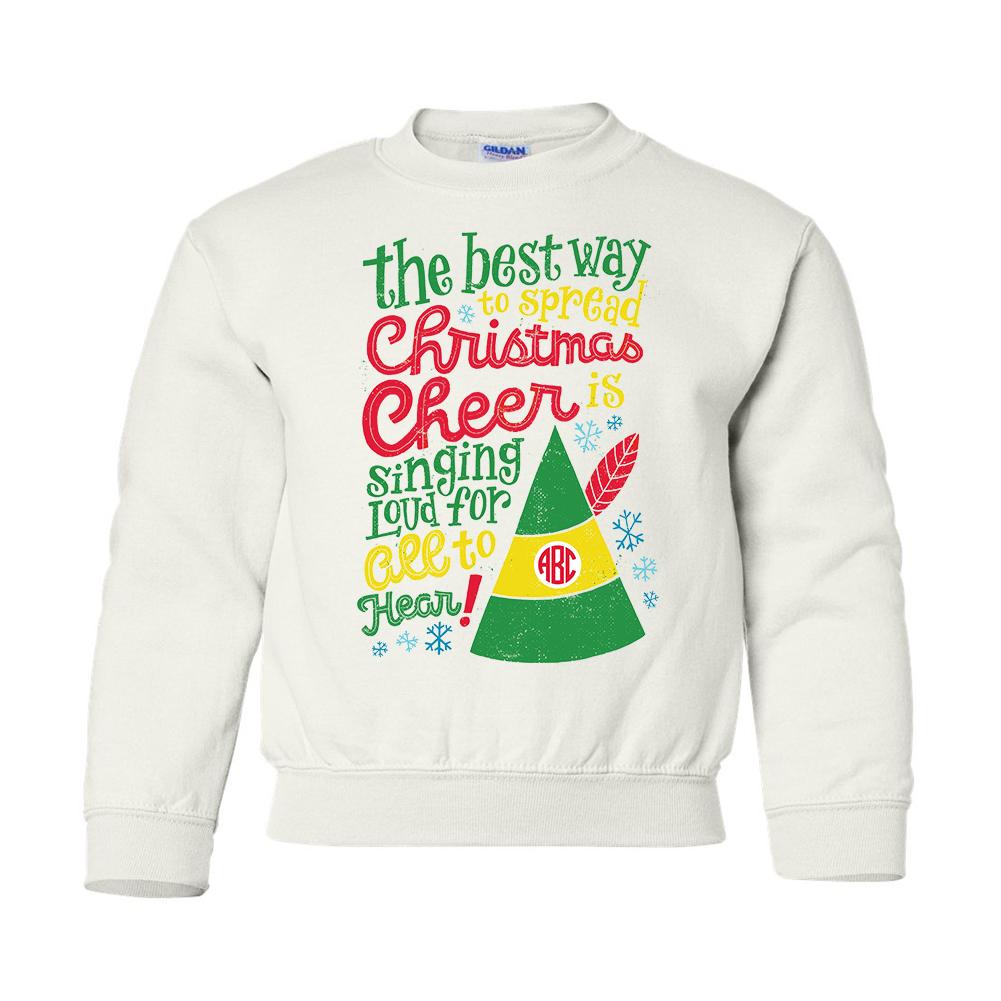 Monogrammed Elf Movie Kids Youth Crewneck Sweatshirt
