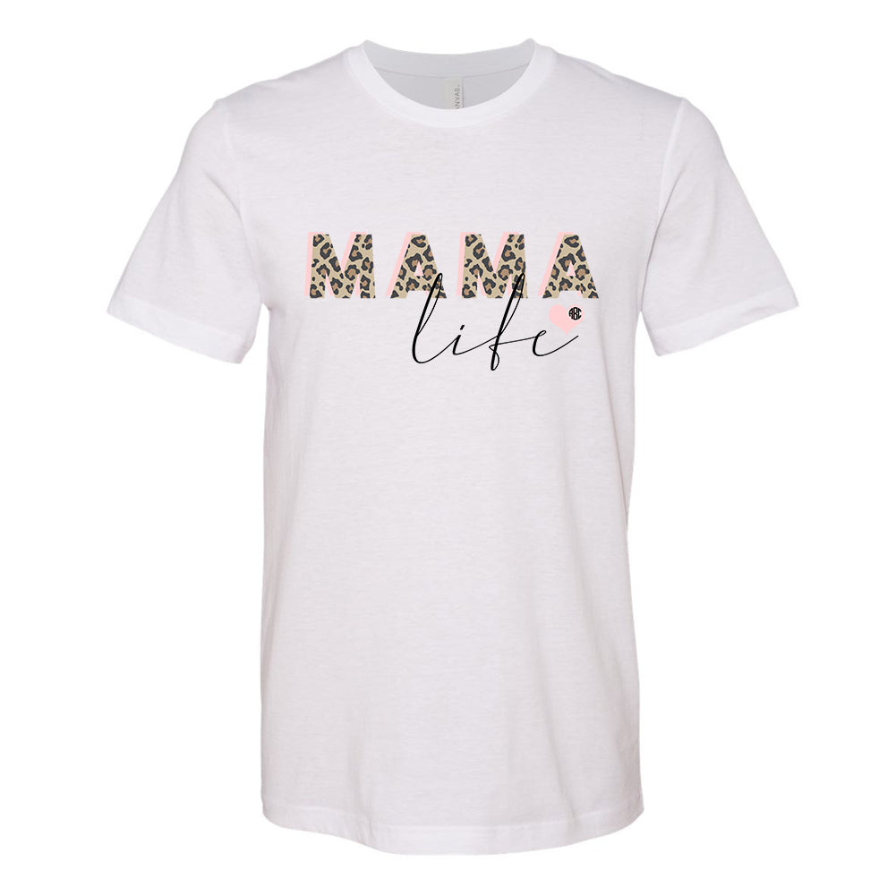 Monogrammed Mama Life Leopard Tee