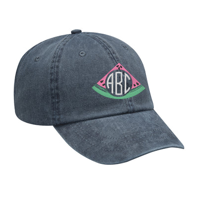 Vintage Navy Monogrammed Hat- Watermelon Embroidery