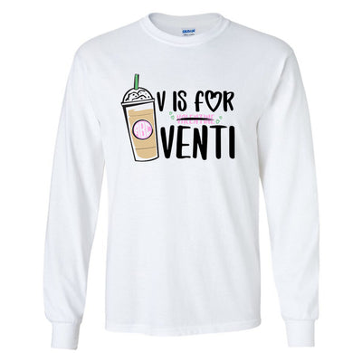 Monogrammed 'V is for Venti' Basic Long Sleeve T-Shirt