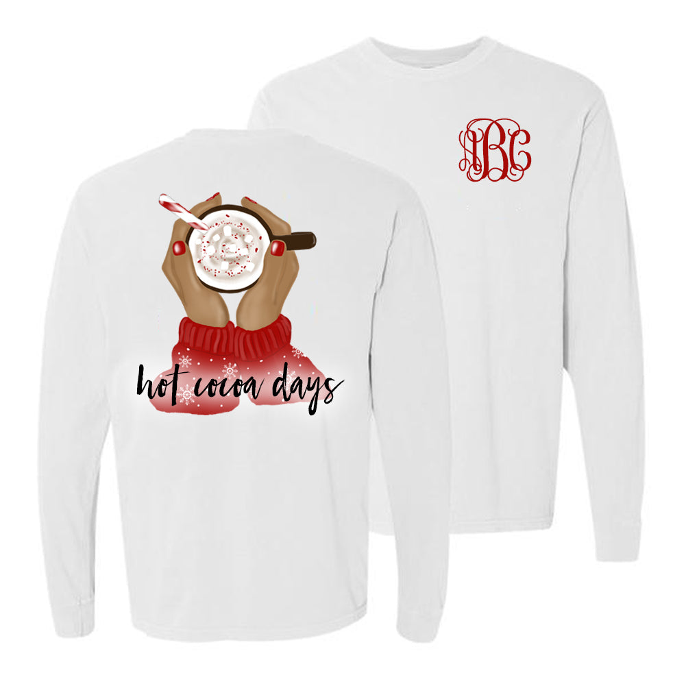 Monogrammed Hot Cocoa Days Front & Back Long Sleeve Shirt
