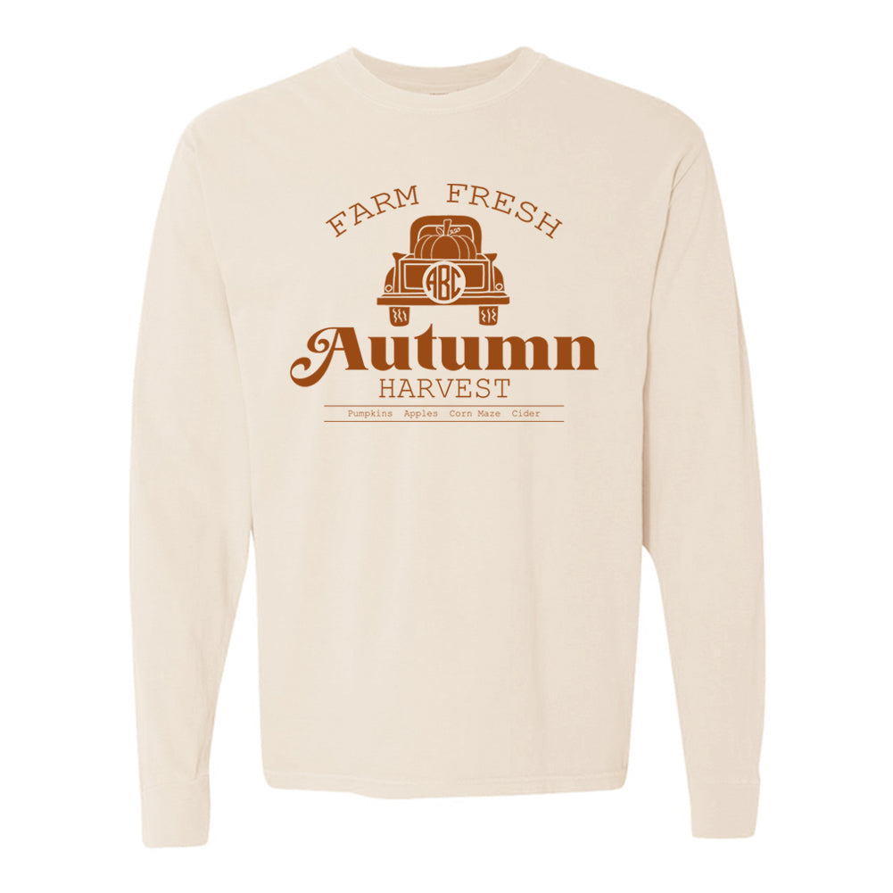 Monogrammed 'Autumn Harvest' Comfort Colors Long Sleeve T-Shirt