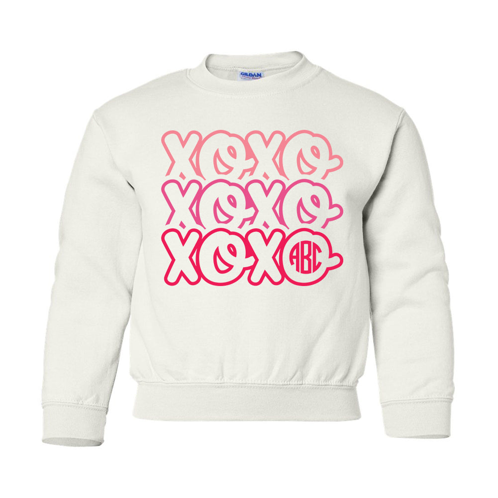 Monogrammed Kids Youth Valentine's Day XOXO Sweatshirt