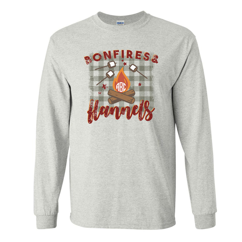 Monogrammed Bonfires & Flannels Long Sleeve Shirt