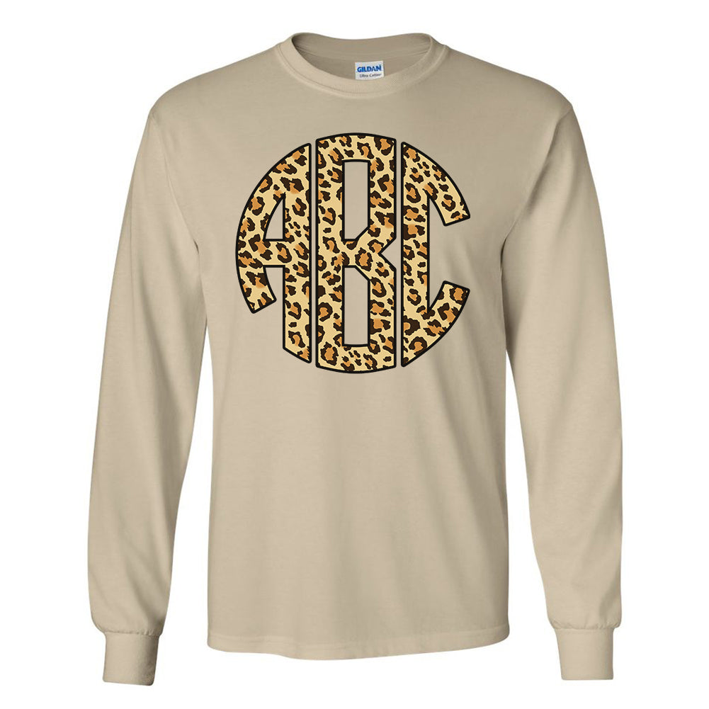 Monogrammed Leopard Print Long Sleeve Shirt