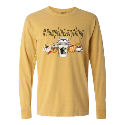 Monogrammed '#PumpkinEverything' Comfort Colors Long Sleeve T-Shirt