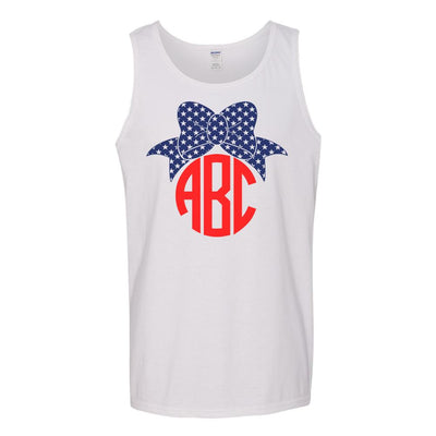 Monogrammed Patriotic Bow Tank Top Fourth of July