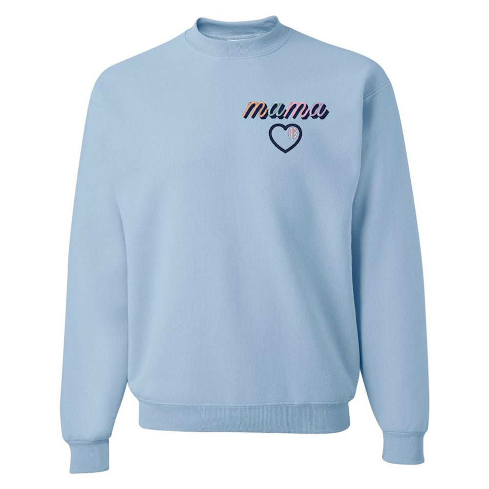 Monogrammed Mama Embroidery Heart Sweatshirt Script