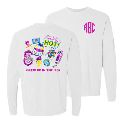 Monogrammed 90s Girl Grew Up In The 90s Front & Back Long Sleeve Shirt