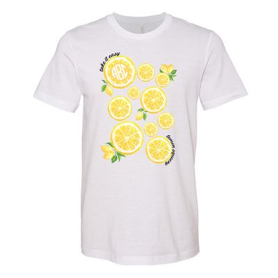 White Premium Monogram T-Shirt- Lemon Grpahic Monogram