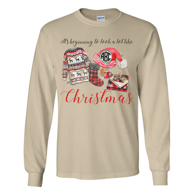 Monogrammed It's Beginning to Look a Lot Like Christmas Long Sleeve Shirt