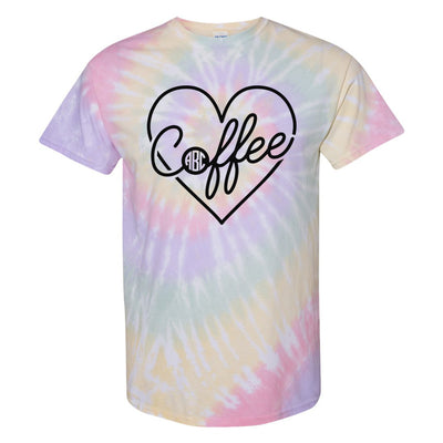 Monogrammed 'Tie Dye Coffee Heart' T-Shirt